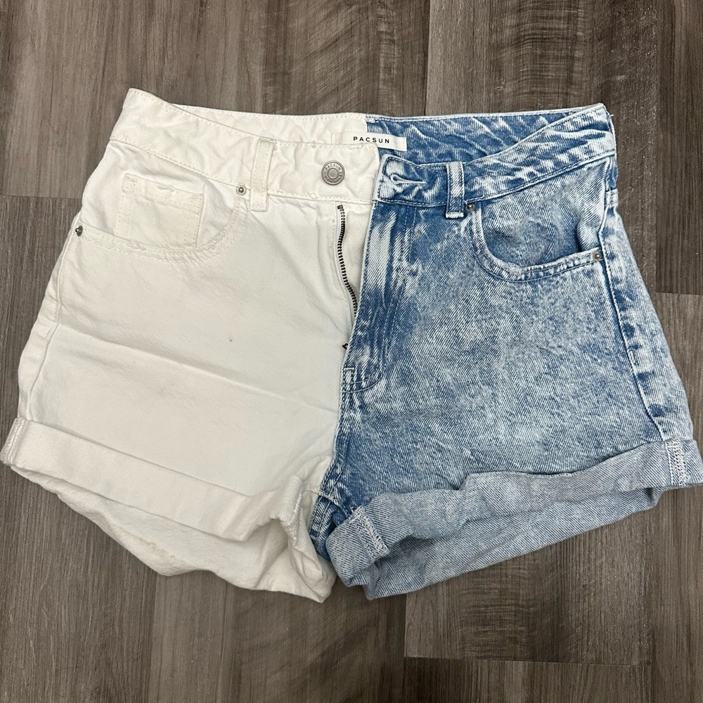 PacSun White and Blue Jean Shorts